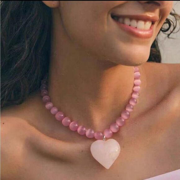Pink Heart Necklace #1641 - Picture 1 of 4